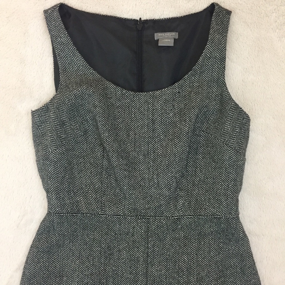 Ann Taylor Gray Herringbone Sleeveless Dress 00P - Picture 6 of 8